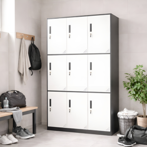 Casier Solidis 9 Portes Avec Serrures - Blanc/Gris