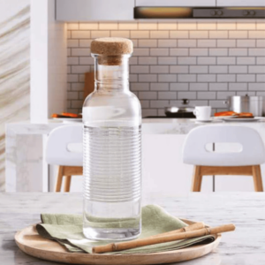 Bouteille Cylindrique Avec Bouchon En Liège – Hoop – Blanc