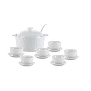 Service À Soupe Geometrique 15Pcs - Blanc Offres Ramadanesques