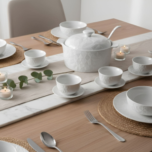 Service À Soupe Geometrique 15Pcs - Blanc