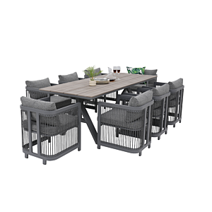 Set Table À Manger Granito + 8 Fauteuils - Gris Tables et chaises de jardin