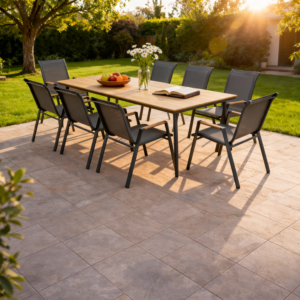 Set Table À Manger Harmonia + 8 Chaises - Gris