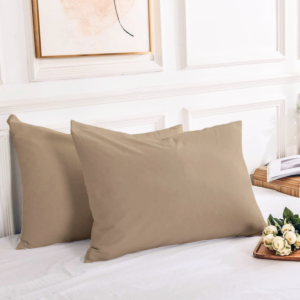Set 2 Taies D’Oreillers Unies 50X70 Avec Point Ouvert - Taupe