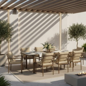 Set Table À Manger + 8 Chaises Cosyline - Taupe