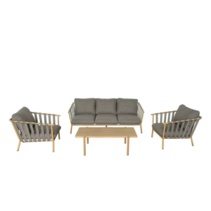 Salon de Jardin Garden Soul – Canapé 3 Places, 2 Fauteuils et Table Basse – Gris