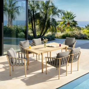 Set Table à Manger + 6 Chaises Garden Soul – Gris