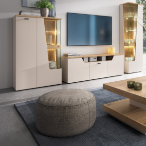 Vitrine Cut Out 2 Portes Gauche - Chêne Beige