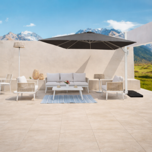 Parasol Déporté Avec Aérateur Coast 300Cm - Gris