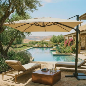 Parasol Déporté Base Rotative 360° Robusto Mwh 3x3M - Taupe