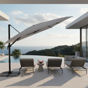 Parasol Déporté Base Rotative 360° Robusto Mwh 3x4M - Gris