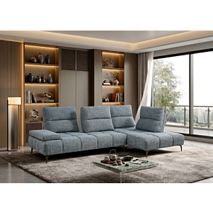 Canapé d'angle ARONA avec dossiers réglables - Beige/Bleu
