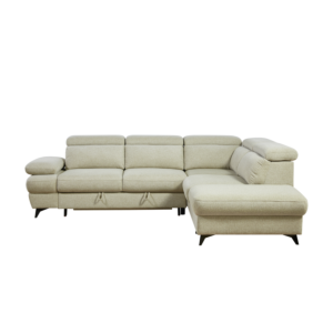 Canapé d'angle Vogga avec fonction lit et dossier inclinable – Beige