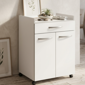 Desserte Cuisine Essentiel 2 Portes + 1 Tiroir - Blanc