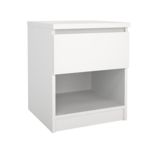 Table de chevet NAIA - 1 tiroir + 1 niche - 40,4 x 40 x 49,5 cm - Blanc