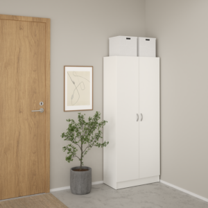 Meuble Multifonctions 2 Portes Focus – 69,2×34,6×170,4cm – Blanc