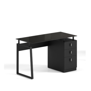 Bureau Workmate Plateau en Verre - Noir - 120×60×75 cm