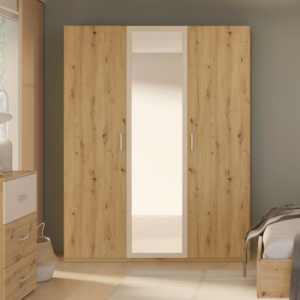 Armoire 3 Portes Battantes Tanaia – 165,6×54,2×210,5cm – Chêne et Sable