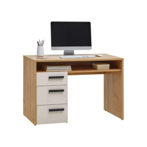 Bureau Sirmione – 3 tiroirs et 1 niche – Chêne Sable Étagères et bibliothèques rangements