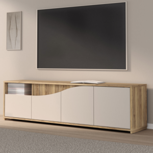 Meuble TV Poem - 204x42x56 cm - Chêne Sable