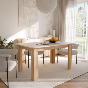 Table à Manger Extensible Sumica - 140 à 180x90x76,7 cm - Chêne Sable