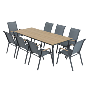 Set Table À Manger Harmonia + 8 Chaises - Gris