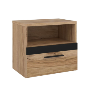 Table De Chevet Dalate 1 Tiroir + 1 Niche - Chêne/Noir Chambre adulte