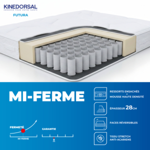 Matelas Kinedorsal Futura - Blanc + Couette Gratuite