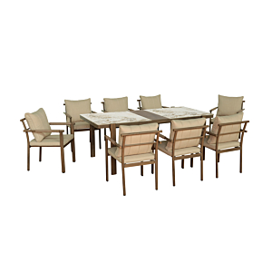 Set Table À Manger + 8 Chaises Cosyline - Taupe Tables et chaises de jardin