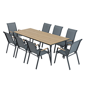 Set Table À Manger Harmonia + 8 Chaises - Gris Tables et chaises de jardin
