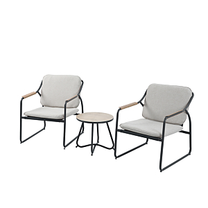 SET BALCON GLOW 2 FAUTEUILS +TABLE BASSE - BEIGE / NOIR