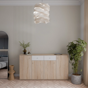 Commode Primo 4Po+2Tir - Chêne&Blanc