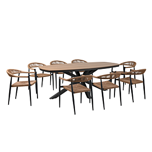 Set Table À Manger Marea + 8 Chaises - Beige/Gris Tables et chaises de jardin