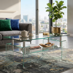 Table Basse Bianco Avec Niche - Blanc Transparent