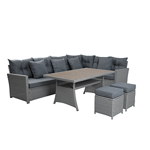 Coin Banana +Table Haute +2 Poufs - Gris Salons de jardin bas