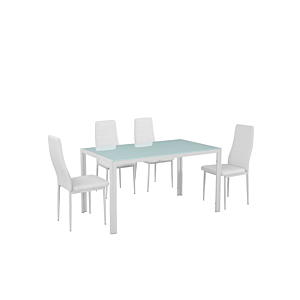 Set table à manger MIRO avec 4 chaises - Blanc