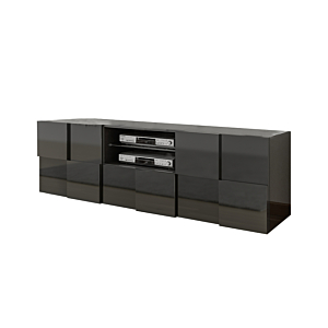 Grand Meuble TV DAMA - Gris Foncé Brillant Soldes été vague 2