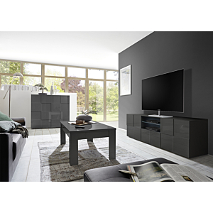 Buffet DAMA à 2 Portes - Gris Foncé Brillant