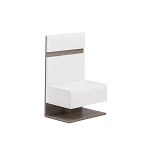 Table De Chevet LINATE 1 Tiroir - Blanc / Chêne Beige
