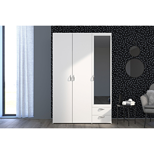Armoire Daily 3 Portes 2 Tiroirs - Blanc