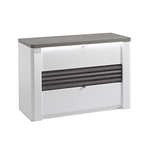 Commode VERTIGO Avec 3 Tiroirs - Chêne Gris / Blanc Vente Flash
