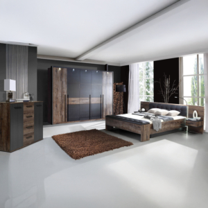 Commode Bellevue + 1 Tiroir + 2 Portes - Noir / Marron Foncé