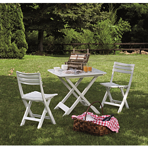 Set Pliable Table + 2 Chaises Tevere - Blanc