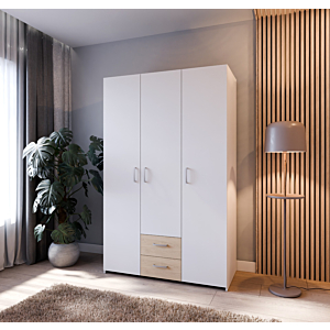 Armoire Econobox 3 Portes - Blanc / Chêne