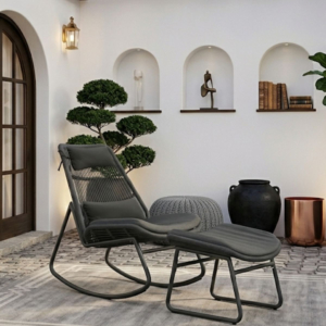 Chaise Relax + Repose Pieds Alicia - Gris Foncé