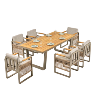 Set table à manger + 6 fauteuils Argos – 200 x 100 x 75 cm
