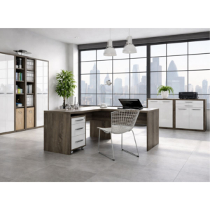 Bureau DISEGNO STD Avec Retour 180X69X75Cm - Chêne Foncé