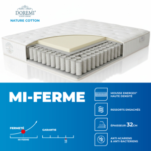 Matelas Doremi Nature Cotton - Beige + 1 Oreiller Gratuit