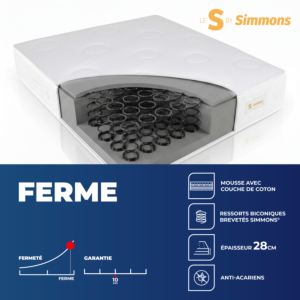 Matelas Simmons S 180X220Cm - Blanc