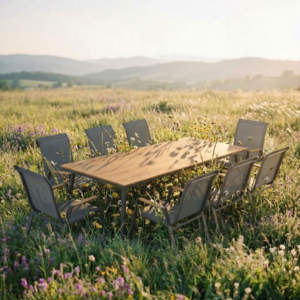 Set Table À Manger Harmonia + 8 Chaises - Gris