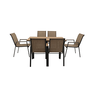 Set Table À Manger + 6 Chaises Tulum - Taupe